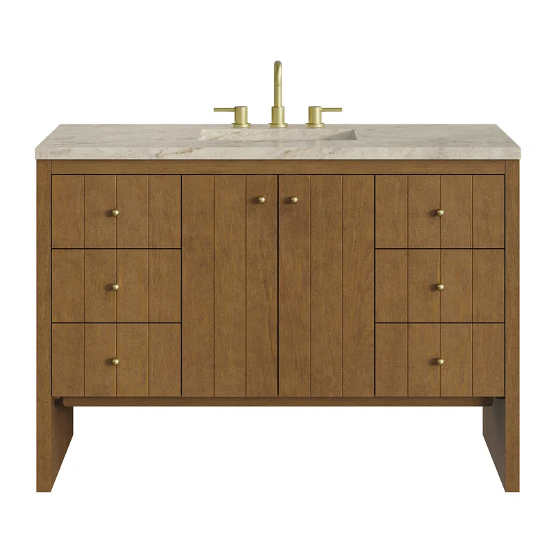 Hudson 48" Single Vanity, Honey Oak w/ 3 CM Tajnar Eclos Top