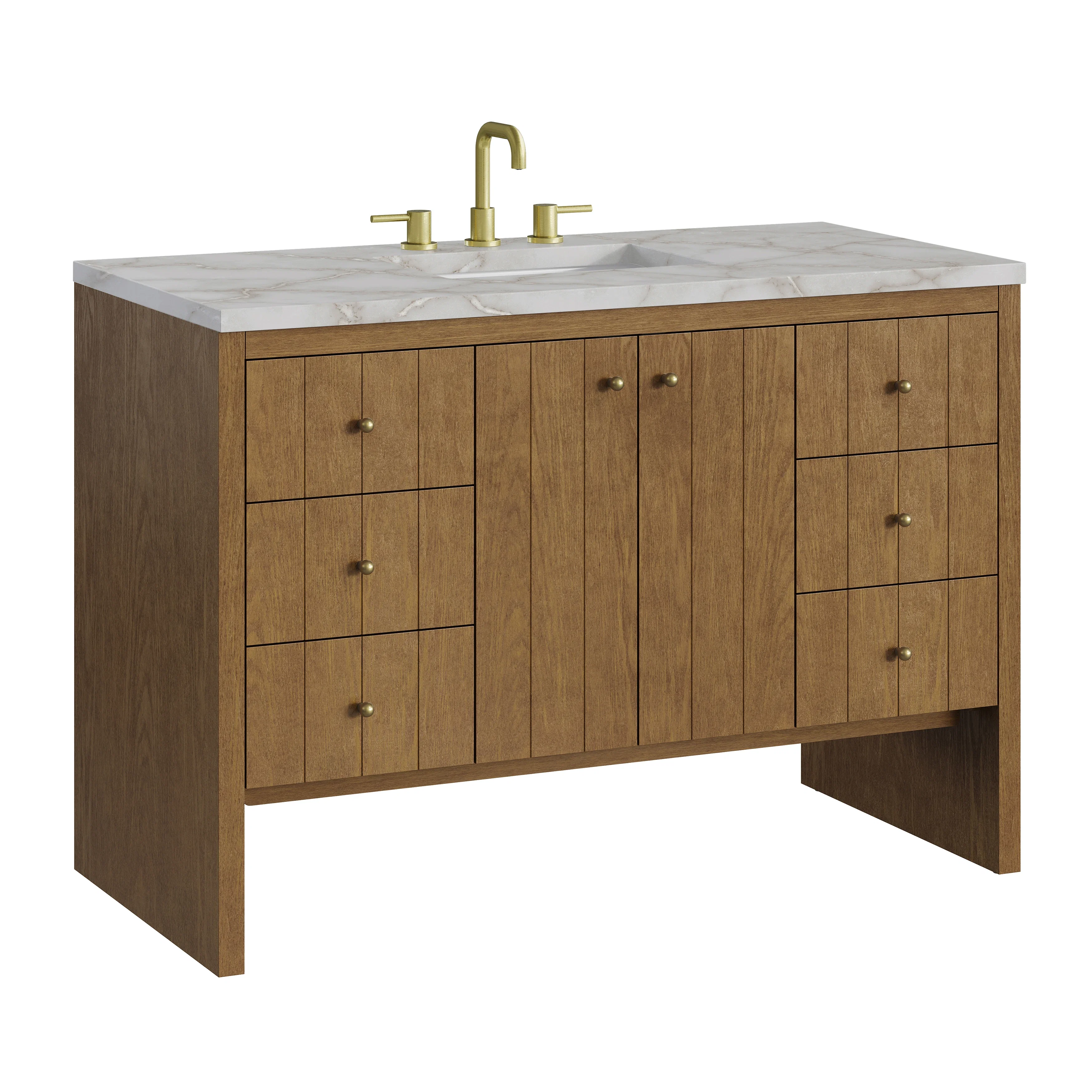 Hudson 48" Single Vanity, Honey Oak w/ 3 CM Victorian Silver Silestone Top