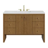 Hudson 48" Single Vanity, Honey Oak w/ 3 CM White Zeus Silestone Top