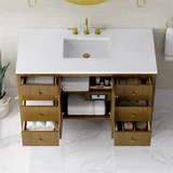 Hudson 48" Single Vanity, Honey Oak w/ 3 CM White Zeus Silestone Top