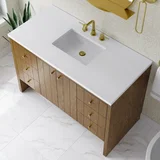 Hudson 48" Single Vanity, Honey Oak w/ 3 CM White Zeus Silestone Top