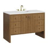 Hudson 48" Single Vanity, Honey Oak w/ 3 CM White Zeus Silestone Top