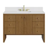 Hudson 48" Single Vanity, Honey Oak w/ 3 CM White Zeus Silestone Top