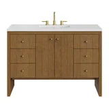 Hudson 48" Single Vanity, Honey Oak w/ 3 CM White Zeus Silestone Top