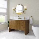 Hudson 48" Single Vanity, Honey Oak w/ 3 CM White Zeus Silestone Top