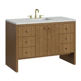 Hudson 48" Single Vanity, Honey Oak w/ 3 CM Ethereal Noctis Silestone Top w/FreePower Wireless Charger