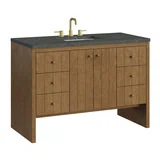 Hudson 48" Single Vanity, Honey Oak w/ 3 CM Parisien Bleu Silestone Top w/FreePower Wireless Charger