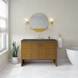 Hudson 48" Single Vanity, Honey Oak w/ 3 CM Parisien Bleu Silestone Top w/FreePower Wireless Charger