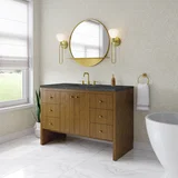 Hudson 48" Single Vanity, Honey Oak w/ 3 CM Parisien Bleu Silestone Top w/FreePower Wireless Charger