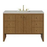 Hudson 48" Single Vanity, Honey Oak w/ 3 CM Siberian Silestone Top w/FreePower Wireless Charger