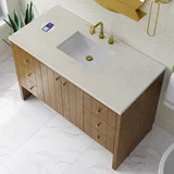 Hudson 48" Single Vanity, Honey Oak w/ 3 CM Siberian Silestone Top w/FreePower Wireless Charger