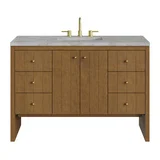 Hudson 48" Single Vanity, Honey Oak w/ 3 CM Victorian Silver Silestone Top w/FreePower Wireless Charger