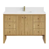 Hudson 48" Single Vanity, Light Natural Oak w/ Single Hole 3 CM White Zeus Top & Backsplash