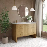 Hudson 48" Single Vanity, Light Natural Oak w/ 3 CM Carrara Marble Top