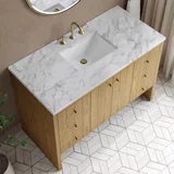 Hudson 48" Single Vanity, Light Natural Oak w/ 3 CM Carrara Marble Top