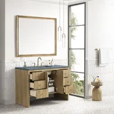 Hudson 48" Single Vanity, Light Natural Oak w/ 3 CM Cala Blue Top