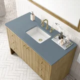 Hudson 48" Single Vanity, Light Natural Oak w/ 3 CM Cala Blue Top