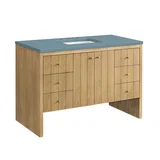 Hudson 48" Single Vanity, Light Natural Oak w/ 3 CM Cala Blue Top