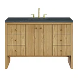 Hudson 48" Single Vanity, Light Natural Oak w/ 3 CM Charcoal Soapstone Top