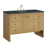 Hudson 48" Single Vanity, Light Natural Oak w/ 3 CM Charcoal Soapstone Top