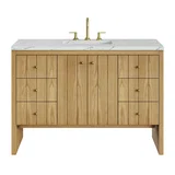 Hudson 48" Single Vanity, Light Natural Oak w/ 3 CM Ethereal Noctis Top