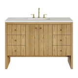 Hudson 48" Single Vanity, Light Natural Oak w/ 3 CM Lime Delight Top