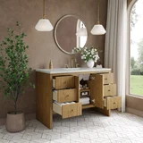 Hudson 48" Single Vanity, Light Natural Oak w/ 3 CM Lime Delight Top