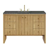 Hudson 48" Single Vanity, Light Natural Oak w/ 3 CM Parisien Bleu Top