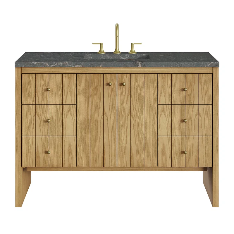 Hudson 48" Single Vanity, Light Natural Oak w/ 3 CM Parisien Bleu Top
