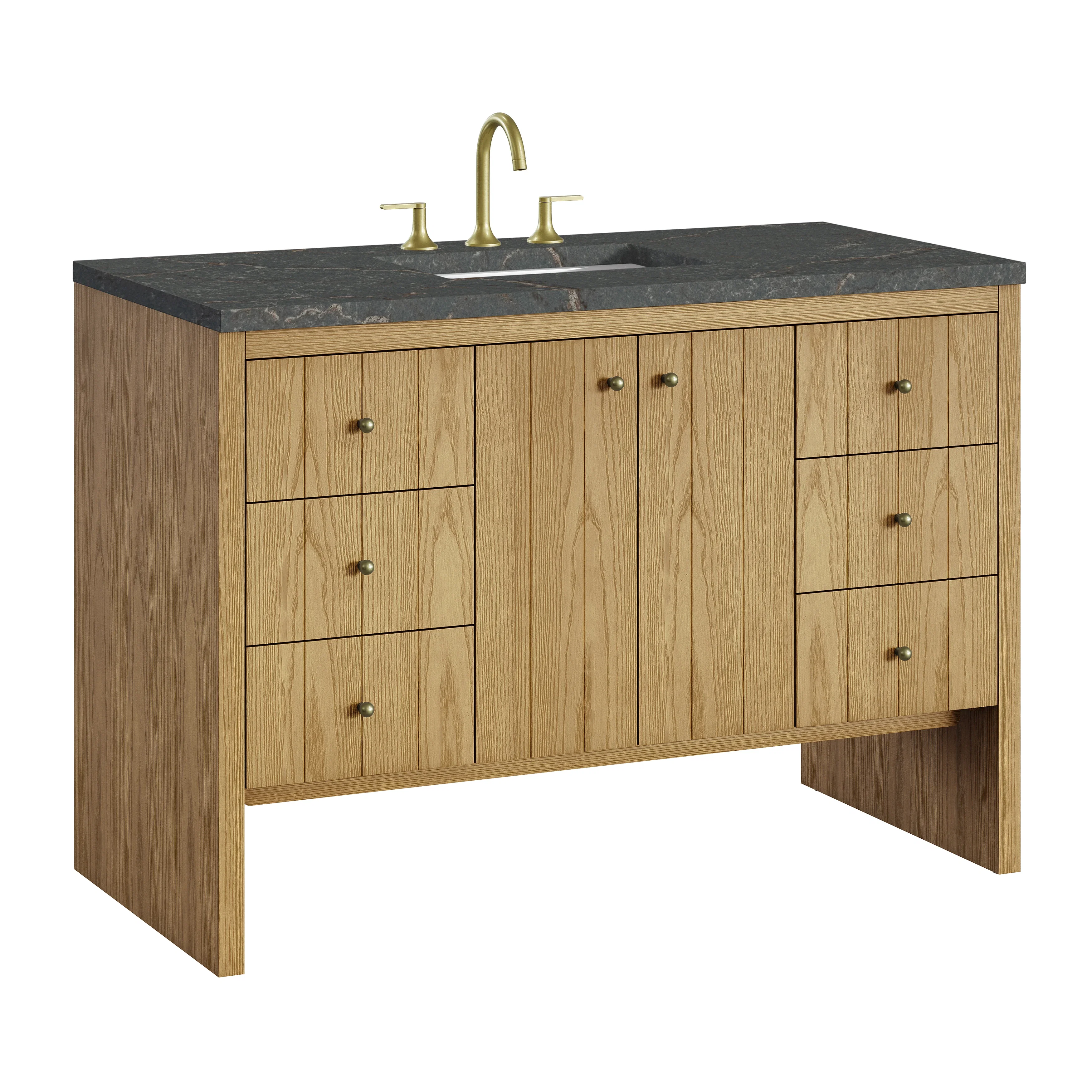 Hudson 48" Single Vanity, Light Natural Oak w/ 3 CM Parisien Bleu Top