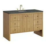 Hudson 48" Single Vanity, Light Natural Oak w/ 3 CM Parisien Bleu Top