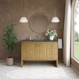Hudson 48" Single Vanity, Light Natural Oak w/ 3 CM Parisien Bleu Top