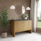 Hudson 48" Single Vanity, Light Natural Oak w/ 3 CM Parisien Bleu Top