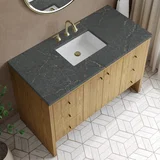 Hudson 48" Single Vanity, Light Natural Oak w/ 3 CM Parisien Bleu Top