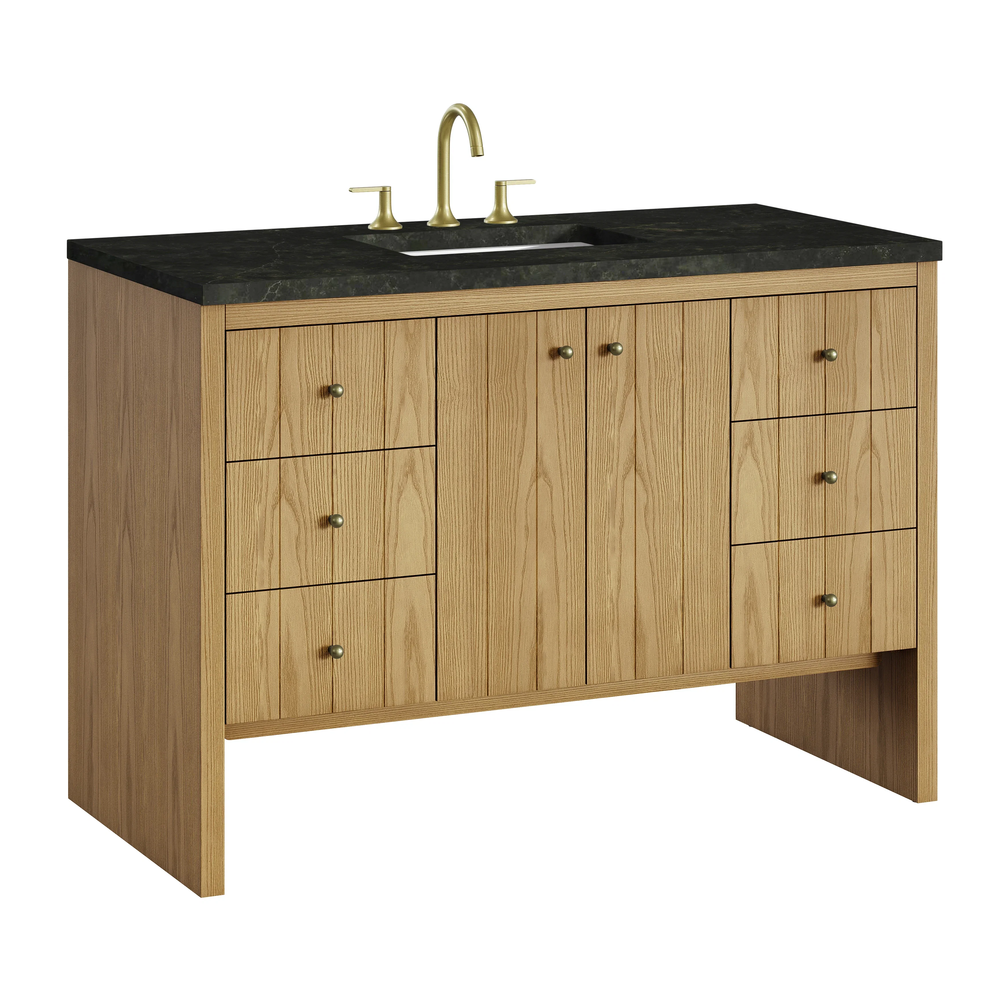 Hudson 48" Single Vanity, Light Natural Oak, w/ 3 CM Phantome Eclos Top