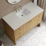 Hudson 48" Single Vanity, Light Natural Oak, w/ 3 CM Siberian Silestone Top