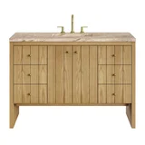 Hudson 48" Single Vanity, Light Natural Oak, w/ 3 CM Tajnar Eclos Top