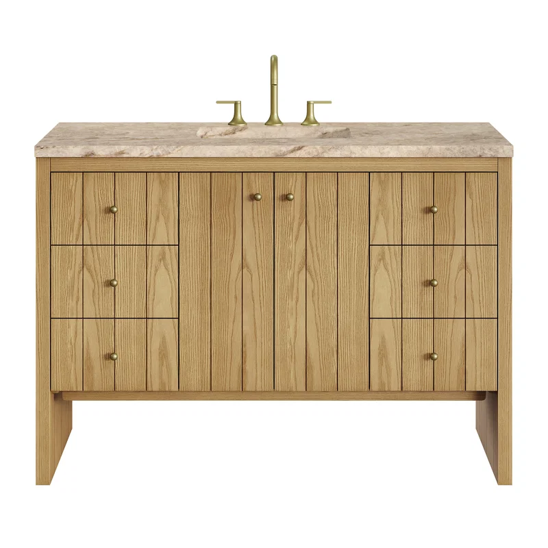 Hudson 48" Single Vanity, Light Natural Oak, w/ 3 CM Tajnar Eclos Top
