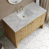 Hudson 48" Single Vanity, Light Natural Oak w/ 3 CM Victorian Silver Top