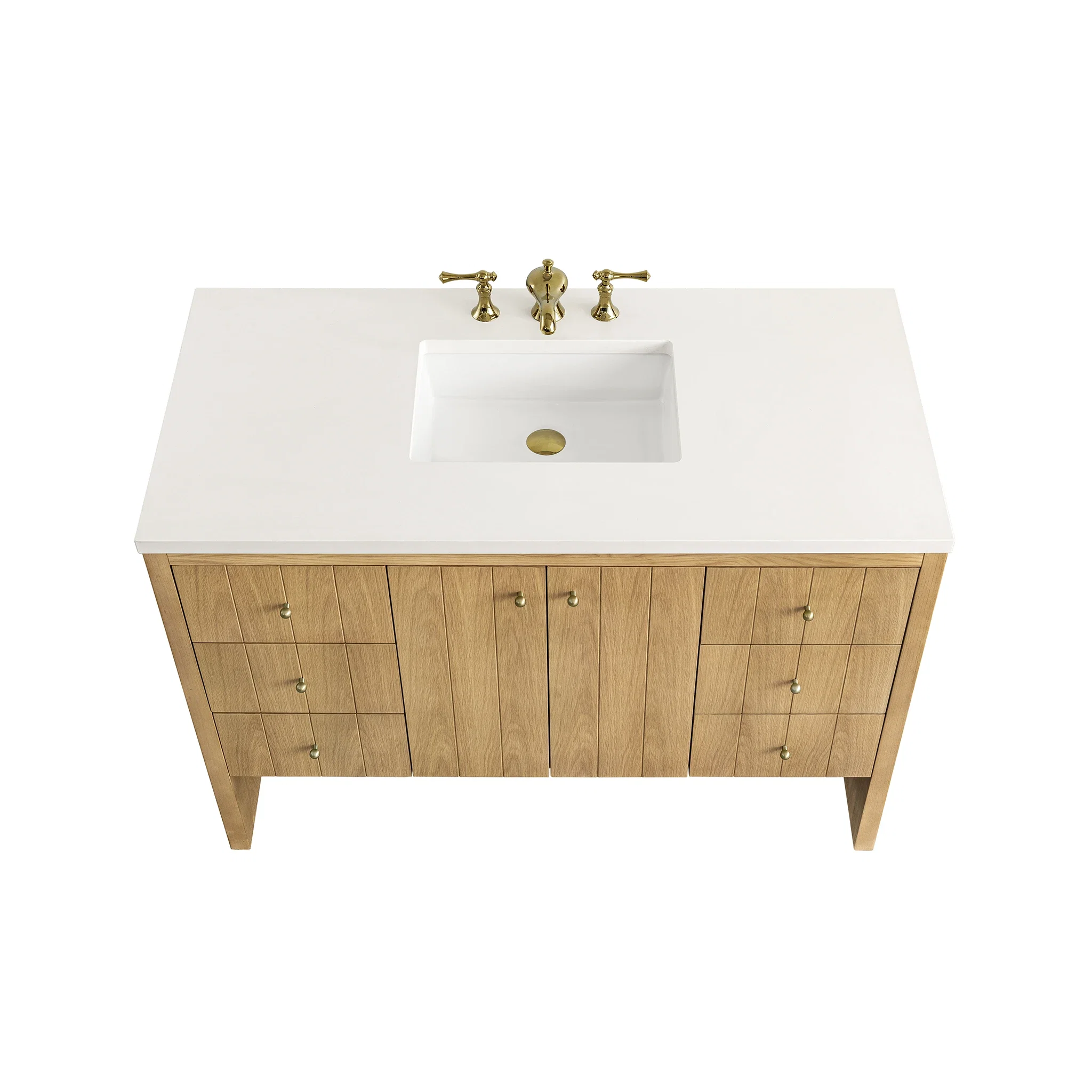 Hudson 48" Single Vanity, Light Natural Oak w/ 3 CM White Zeus Top