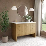 Hudson 48" Single Vanity, Light Natural Oak w/ 3 CM White Zeus Top