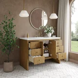 Hudson 48" Single Vanity, Light Natural Oak w/ 3 CM White Zeus Top