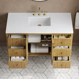 Hudson 48" Single Vanity, Light Natural Oak w/ 3 CM White Zeus Top