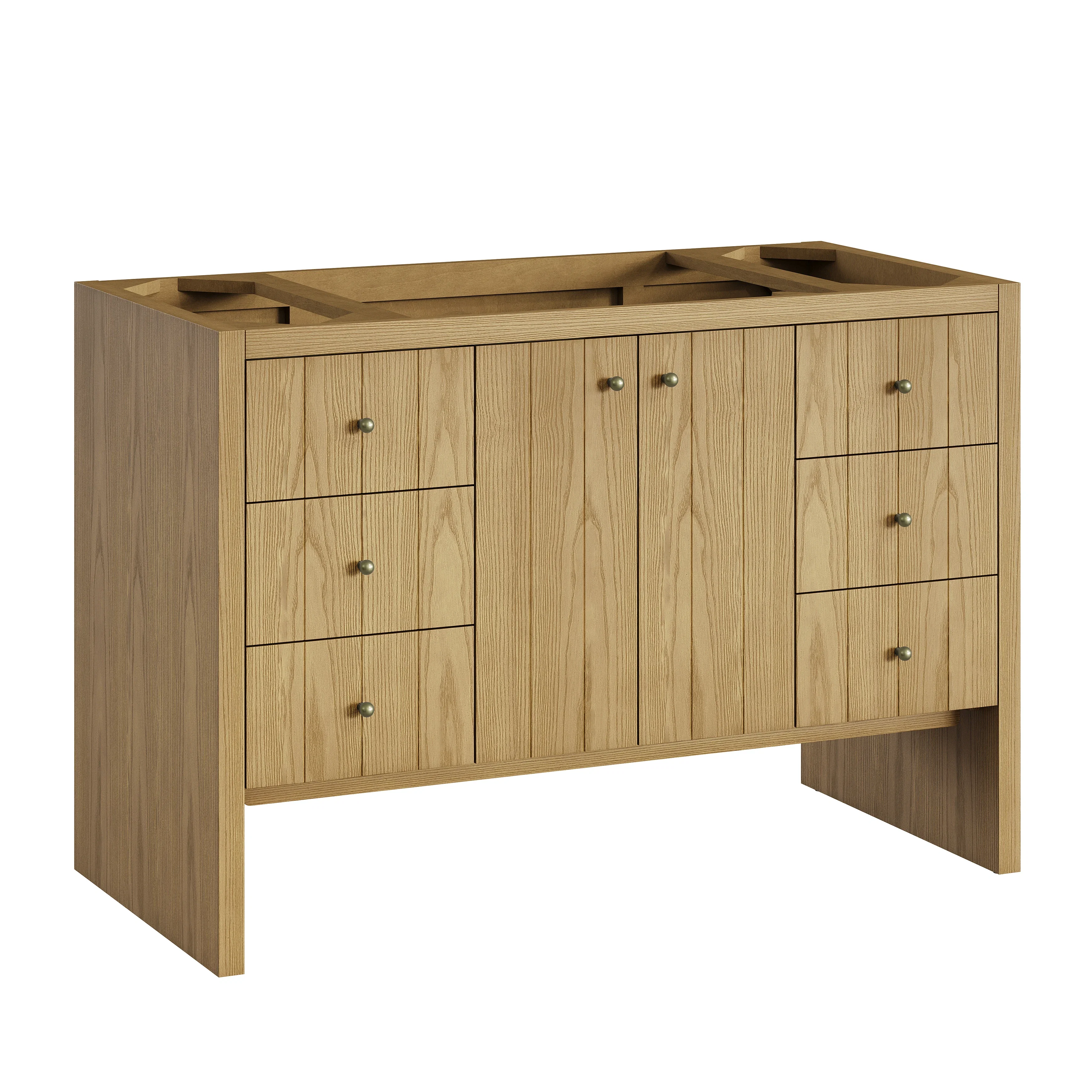 Hudson 48" Single Vanity, Light Natural Oak w/ 3 CM Eternal Jasmine Pearl Top w/ FreePower Wireless Charger