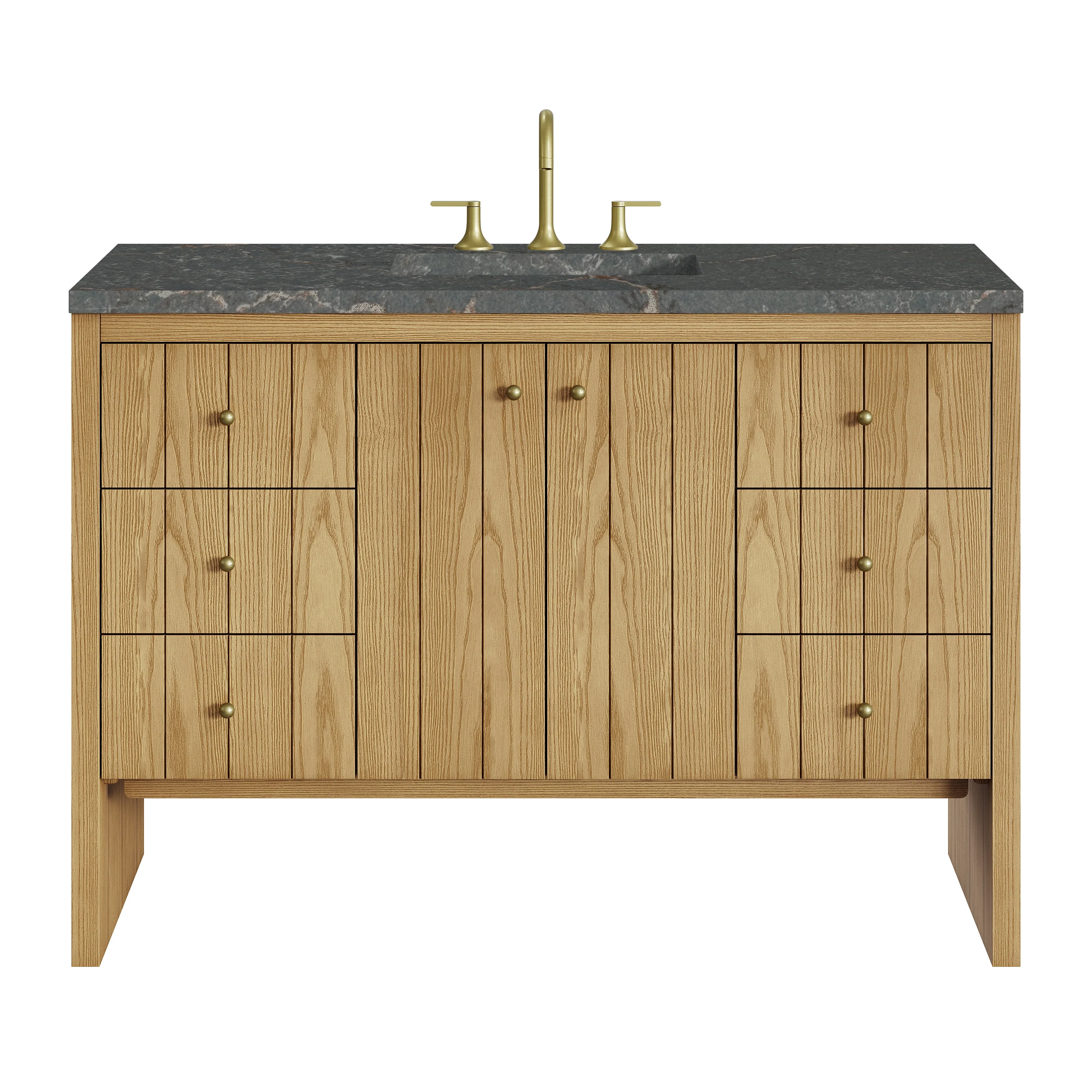 Hudson 48" Single Vanity, Light Natural Oak w/ 3 CM Parisien Bleu Top w/ FreePower Wireless Charger