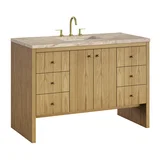 Hudson 48" Single Vanity, Light Natural Oak, w/ 3 CM Tajnar Eclos Top w/FreePower Wireless Charger