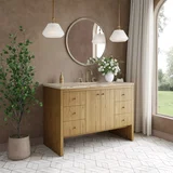 Hudson 48" Single Vanity, Light Natural Oak, w/ 3 CM Tajnar Eclos Top w/FreePower Wireless Charger