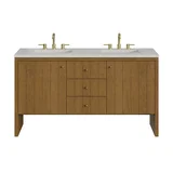 Hudson 60" Double Vanity, Honey Oak w/ 3 CM Lime Delight Silestone Top