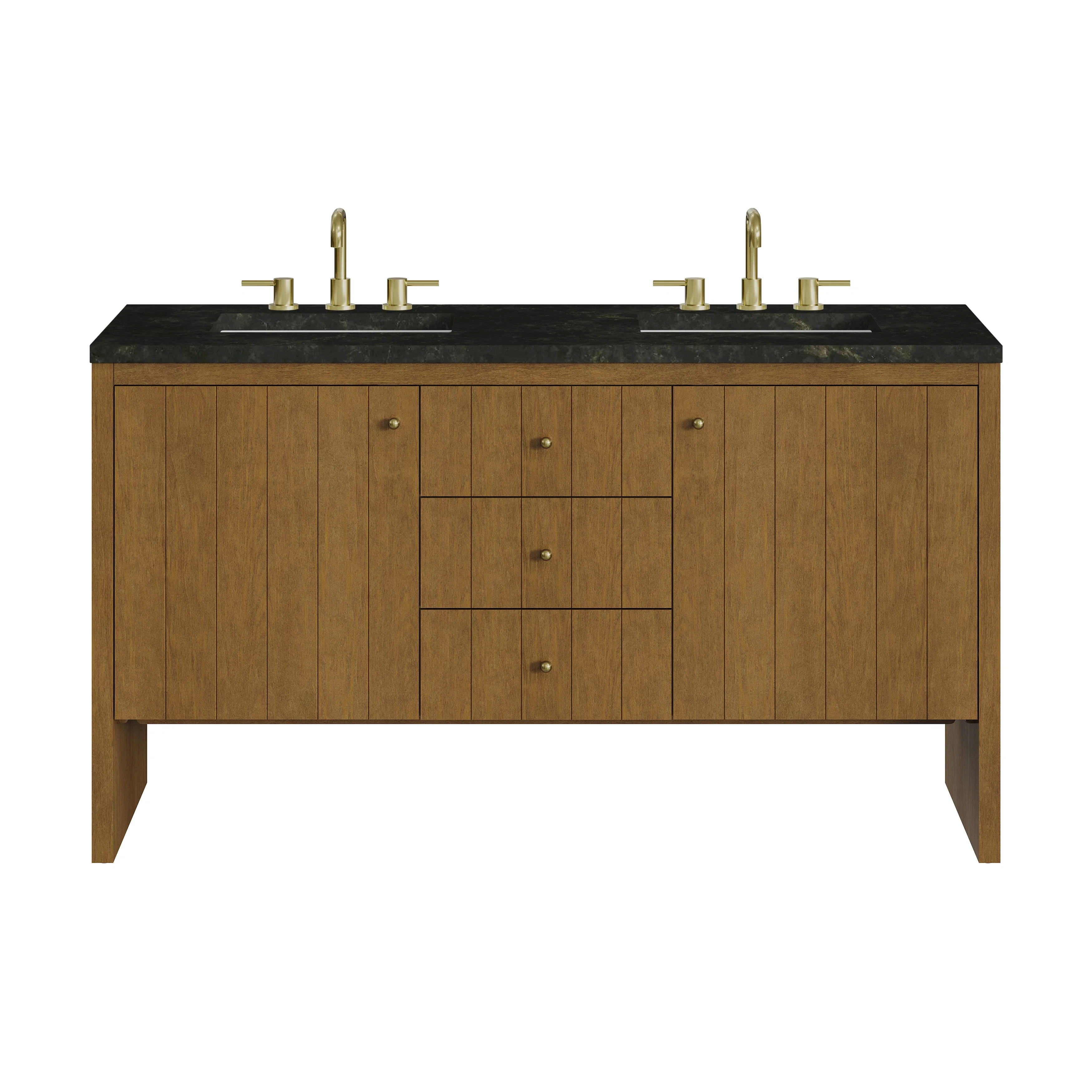 Hudson 60" Double Vanity, Honey Oak w/ 3 CM Phantome Eclos Top