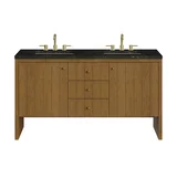 Hudson 60" Double Vanity, Honey Oak w/ 3 CM Phantome Eclos Top